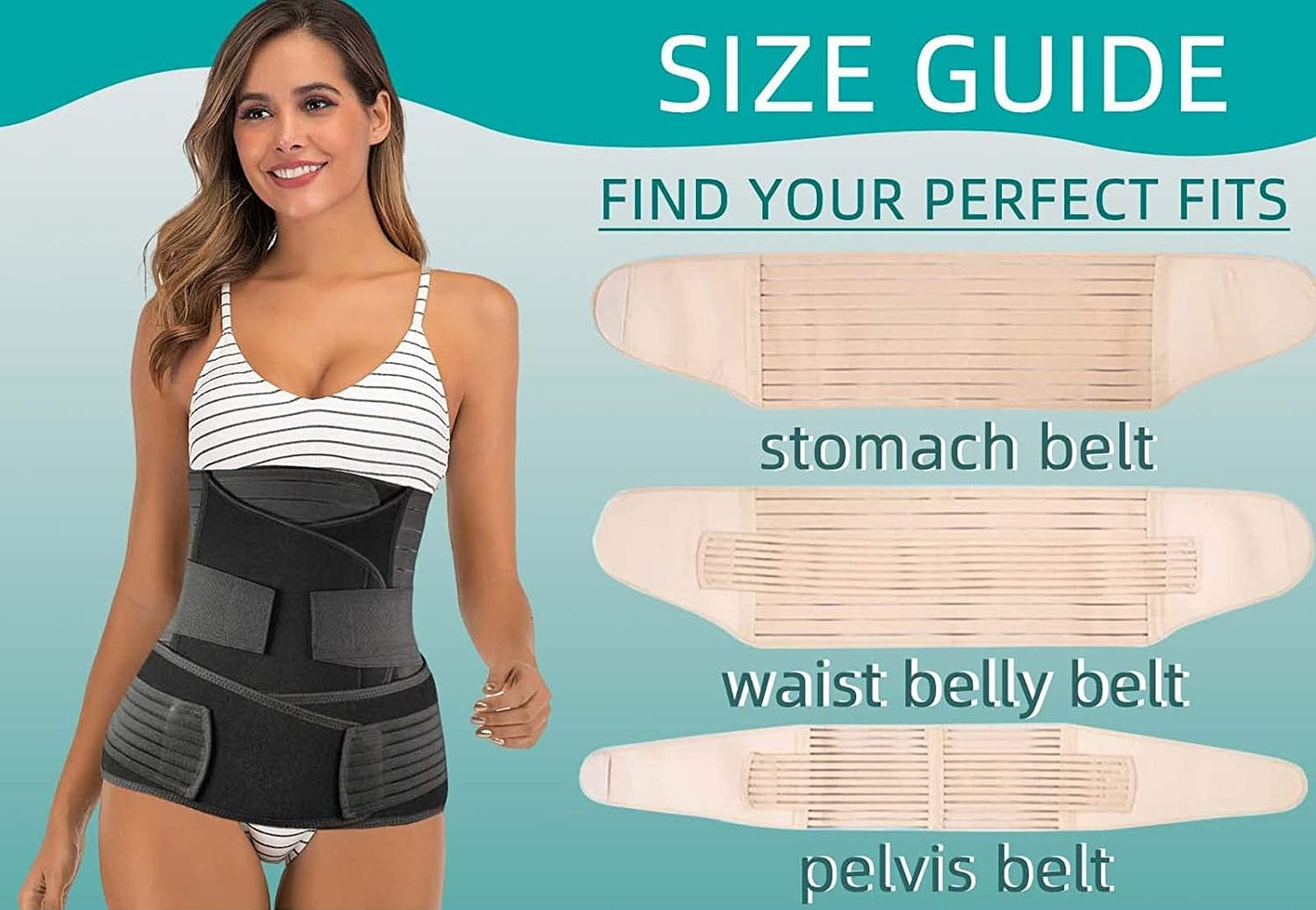 3-in-1 Postpartum Belly Wrap | Abdominal, Waist & Pelvic Support Belt for Post-Pregnancy Recovery | Adjustable & Breathable Belly Binder for Natural & C-Section Birth 🤱✨