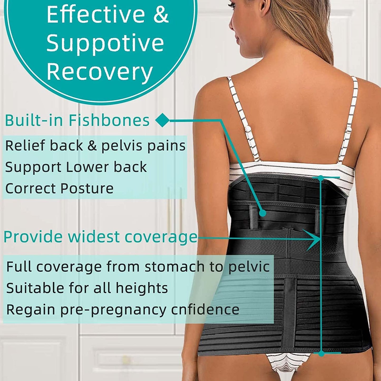 3-in-1 Postpartum Belly Wrap | Abdominal, Waist & Pelvic Support Belt for Post-Pregnancy Recovery | Adjustable & Breathable Belly Binder for Natural & C-Section Birth 🤱✨