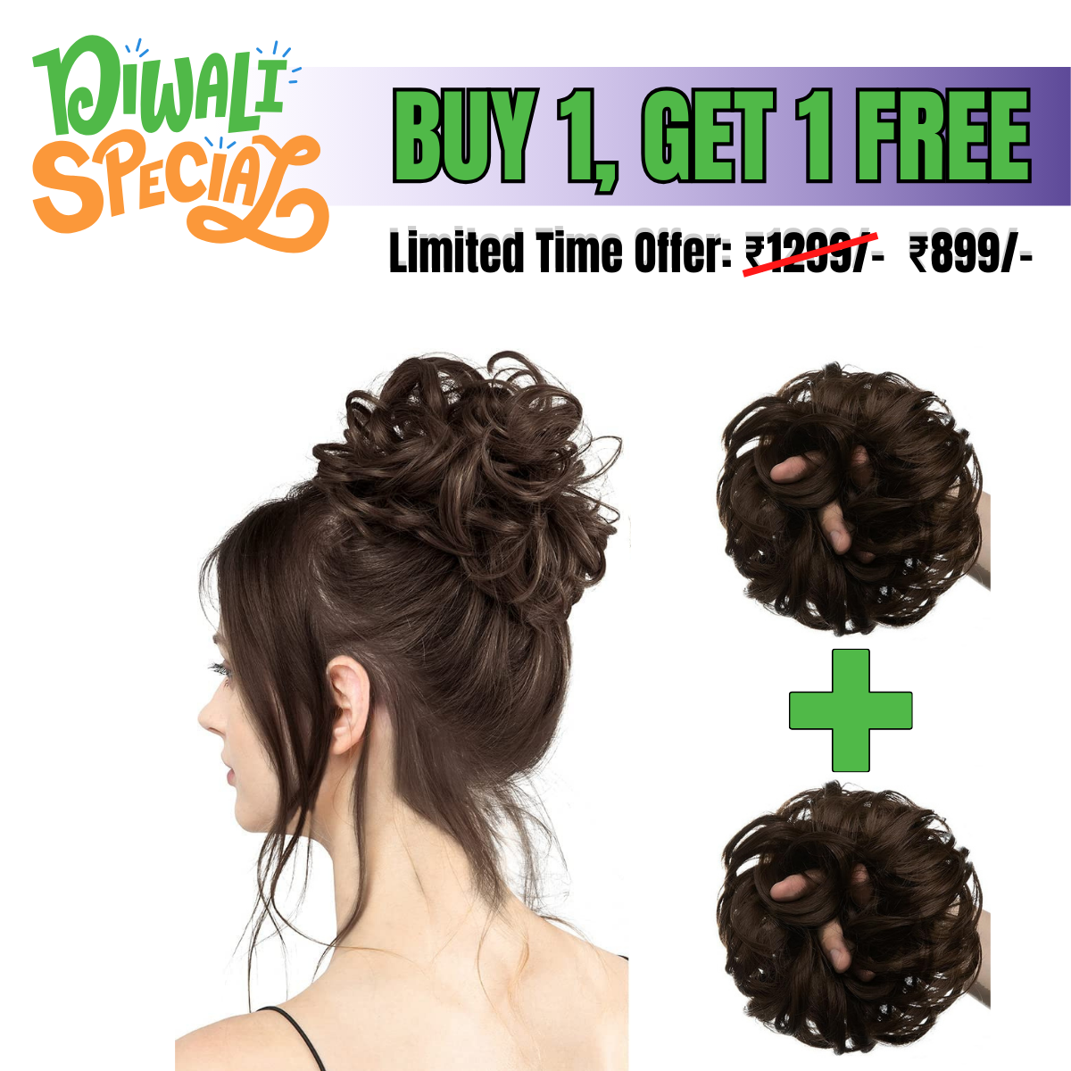 (Buy 1 Get 1 Free) Hair Bun Extension | Juda For Women - Pack of 2