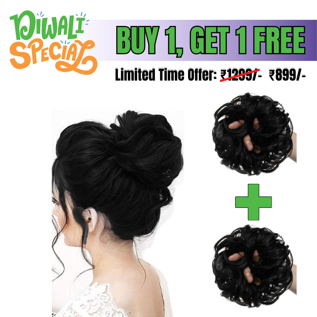 (Buy 1 Get 1 Free) Hair Bun Extension | Juda For Women - Pack of 2