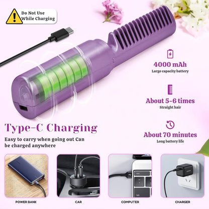 Portable Mini Hair Straightener Hot Comb - RECHARGEABLE