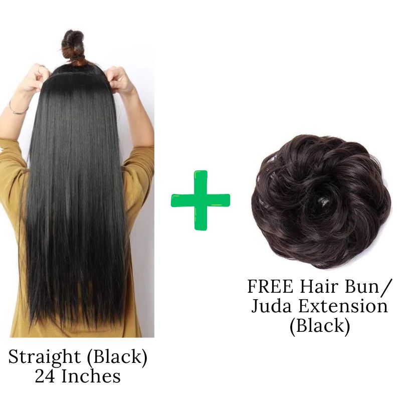 DIWALI SALE - 24 Inches" Clip In Hair Extensions + FREE Hair Bun (Juda) Extension