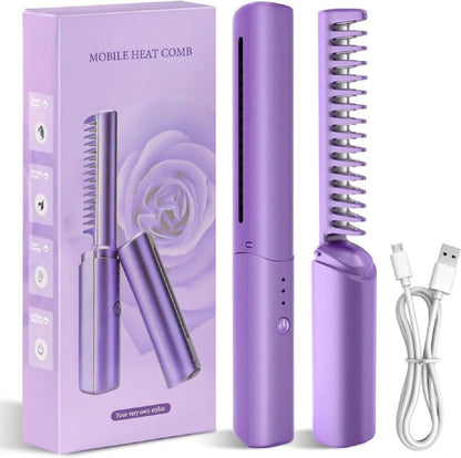 Portable Mini Hair Straightener Hot Comb - RECHARGEABLE