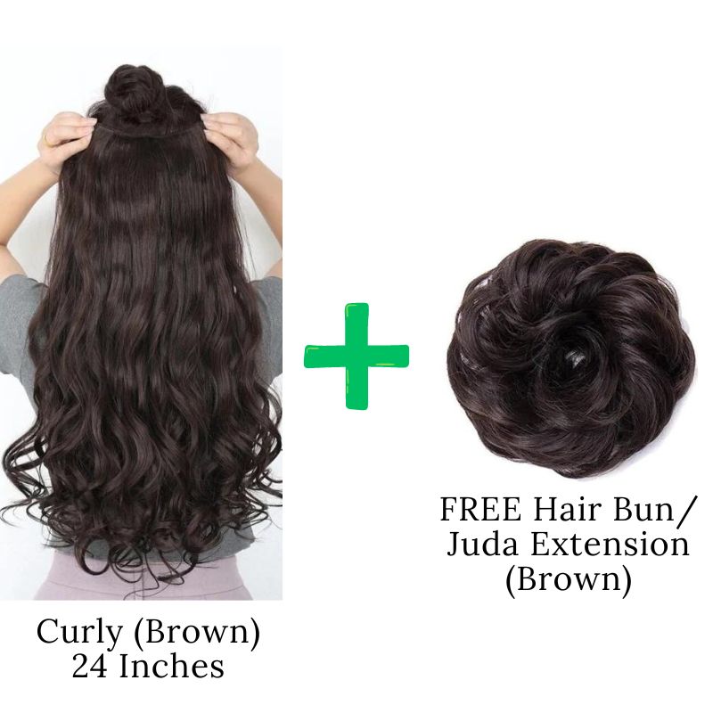 DIWALI SALE - 24 Inches" Clip In Hair Extensions + FREE Hair Bun (Juda) Extension