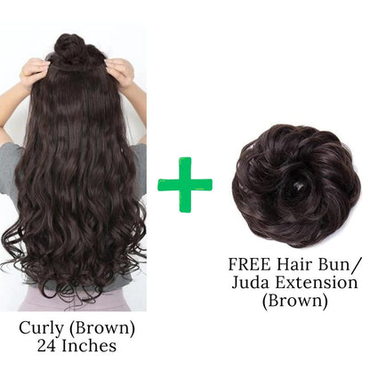 DIWALI SALE - 24 Inches" Clip In Hair Extensions + FREE Hair Bun (Juda) Extension